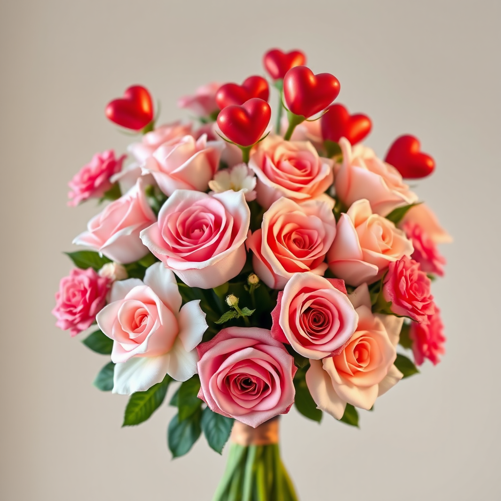 Flowers for mothers day big bouquet with hearts